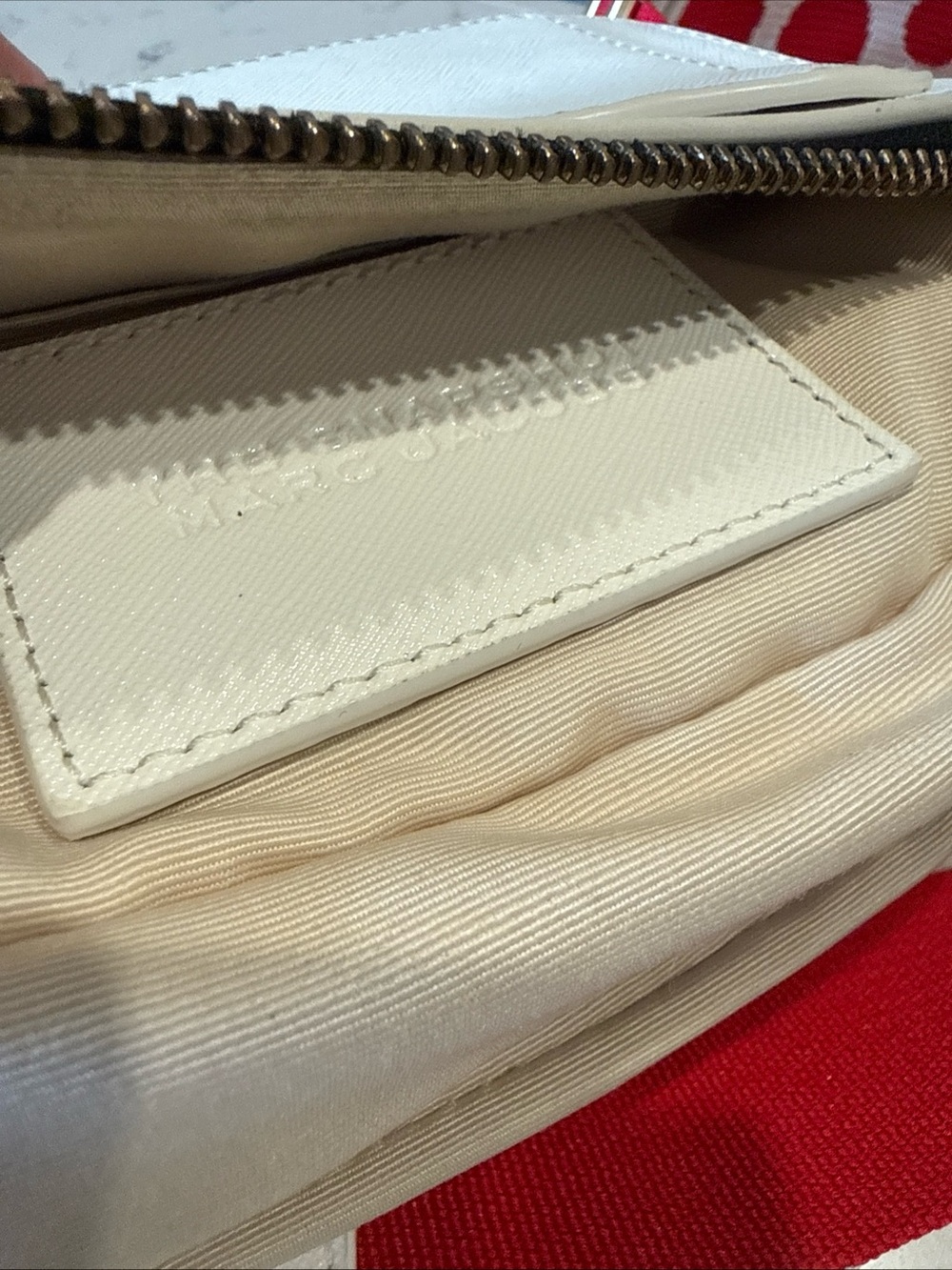 Marc Jacobs Cream Snapshot Crossbody with Red Polka Dot Strap - Picture 9 of 16